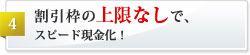 割引料の上限なしで、スピード現金化！